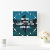 フィットネスの旅 – 女性のトレーニングやる気を起こさせる' スクエア壁時計 (ホーム)