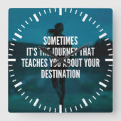 フィットネスの旅 – 女性のトレーニングやる気を起こさせる' スクエア壁時計 (正面)