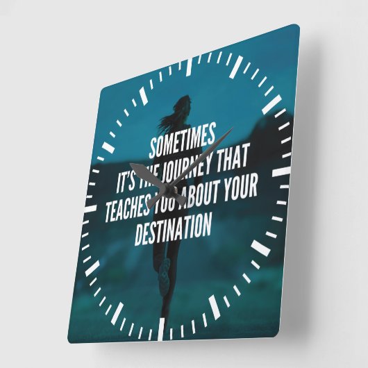 フィットネスの旅 – 女性のトレーニングやる気を起こさせる' スクエア壁時計 (傾斜)