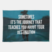 フィットネスの旅 – 女性のトレーニング やる気を起こさせる キッチンタオル (横)