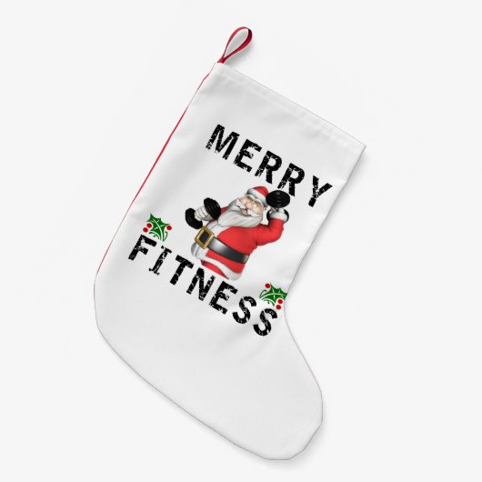 フィットネスの重量挙げのサンタのメリーなストッキング スモールクリスマスストッキング (正面 (吊り時))
