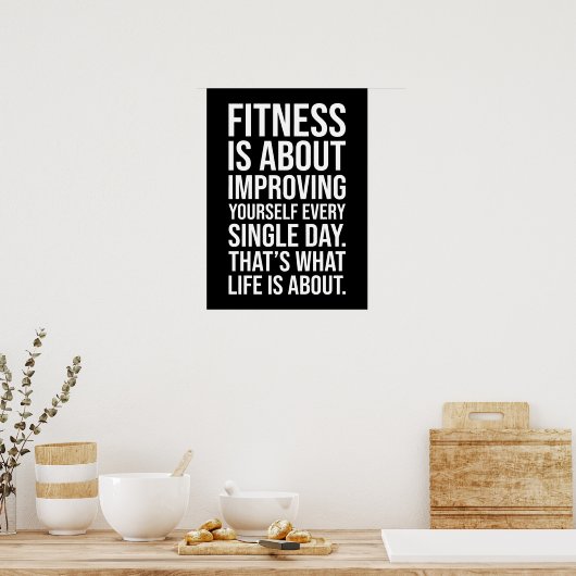 フィットネスは日々自分を上達させようとしている ポスター (キッチン)