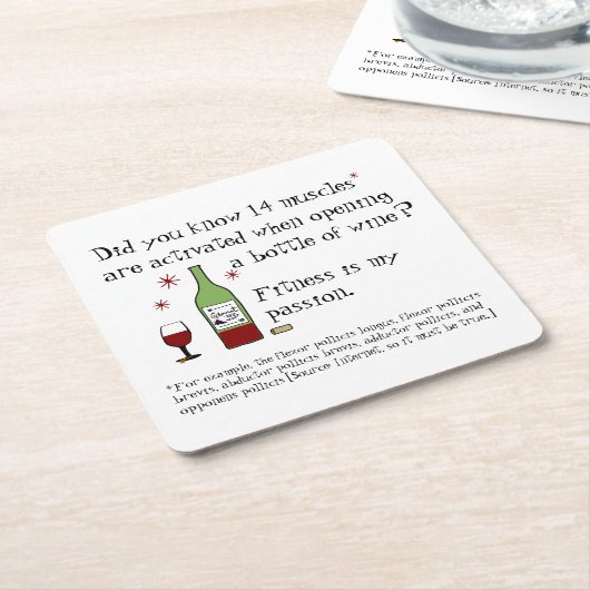 フィットネスは私のパッションワおもしろいイン引用文 スクエアペーパーコースター (アングル)