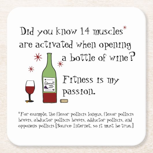 フィットネスは私のパッションワおもしろいイン引用文 スクエアペーパーコースター (正面)