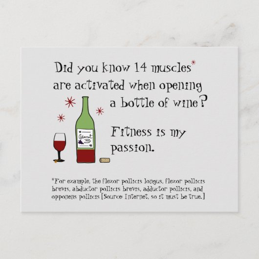 フィットネスは私のパッションワおもしろいイン引用文 ポストカード (正面)