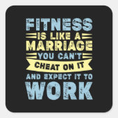 フィットネスは結婚おもしろいトレーニング引用文 スクエアシール (正面)