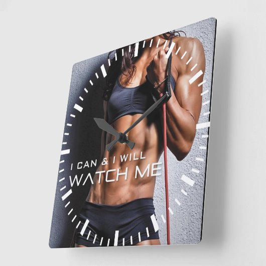 フィットネスやる気を起こさせるジム スクエア壁時計 (傾斜)