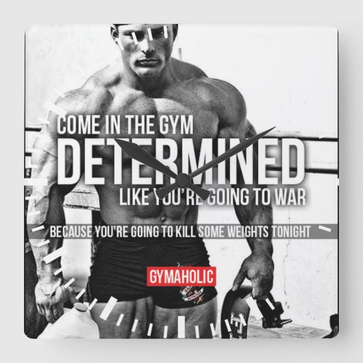 フィットネスやる気を起こさせるジム スクエア壁時計 (正面)