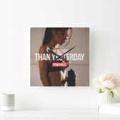 フィットネスやる気を起こさせるジム スクエア壁時計 (ホーム)