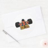 フィットネスやる気を起こさせるステッカー汗が後で輝く ラウンドシール (封筒)