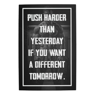 フィットネスやる気を起こさせる引用文ポスター メタルプリント