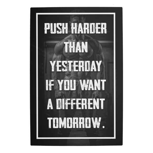 フィットネスやる気を起こさせる引用文ポスター メタルプリント (正面)