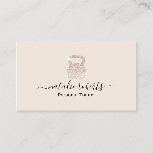 フィットネスアイボリーケトルベルロゴパーソナルトレーナー 名刺 (正面)
