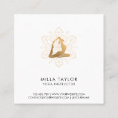 フィットネスインストラクターヨガインストラクター、ヨガポーズ、ジム スクエア名刺 (裏面)