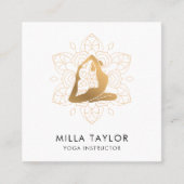 フィットネスインストラクターヨガインストラクター、ヨガポーズ、ジム スクエア名刺 (正面)