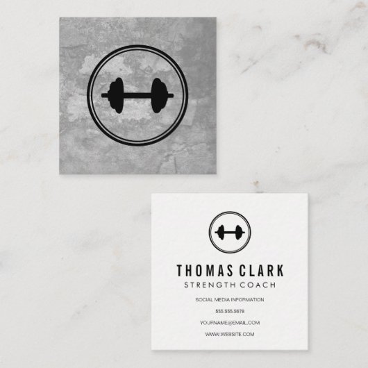 フィットネスウェイトグレーテクスチャ スクエア名刺 (正面/裏面)