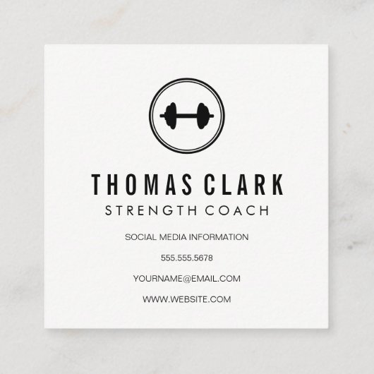 フィットネスウェイトグレーテクスチャ スクエア名刺 (裏面)
