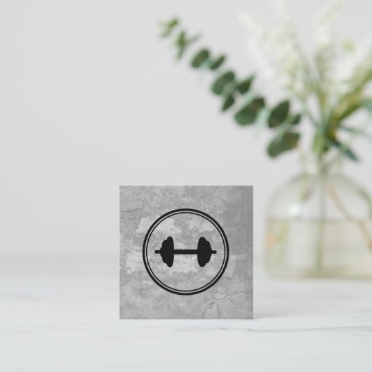 フィットネスウェイトグレーテクスチャ スクエア名刺 (スタンド正面)