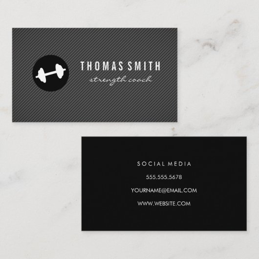 フィットネスウエイトダークグレーピンストライプパターン 名刺 (正面/裏面)