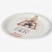 フィットネスウォータースポーツガールバースデーパーティー ペーパープレート (アングル)