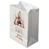 フィットネスウォータースポーツガールバースデーパーティー ミディアムペーパーバッグ (正面アングル)