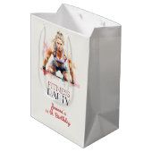 フィットネスウォータースポーツガールバースデーパーティー ミディアムペーパーバッグ (裏面アングル)