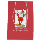 フィットネスエクササイズクリスマスウィズサンタ ミディアムペーパーバッグ (裏面)