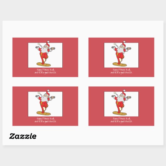 フィットネスエクササイズクリスマスウィズサンタ 長方形シール (シート)