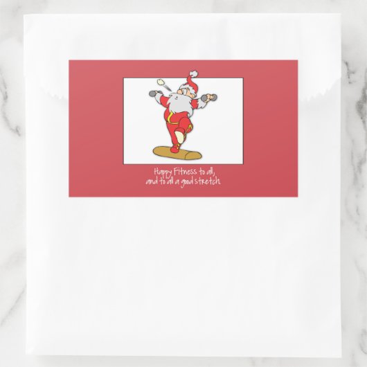 フィットネスエクササイズクリスマスウィズサンタ 長方形シール (バッグ)