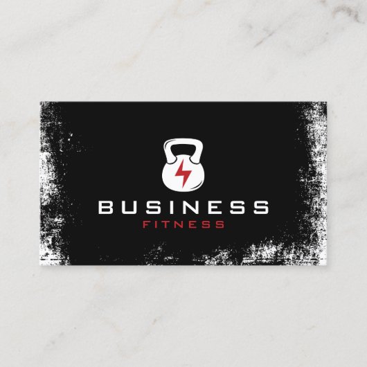 フィットネスエナジージムロゴパーソナルトレーナー グランジ 名刺 (正面)