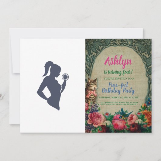 フィットネスガールがダンベルを持ち上げる 招待状 (正面)