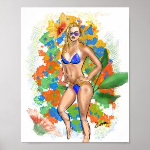 フィットネスガールアート – Physique bikiniガールパワー ポスター