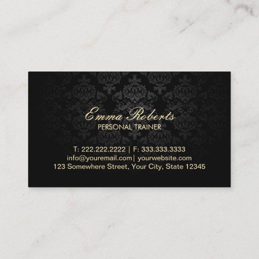 フィットネスガールシックレオパードプリントパーソナルトレーナー 名刺 (裏面)