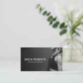 フィットネスガールパーソナルトレーナー白黒 名刺 (スタンド正面)