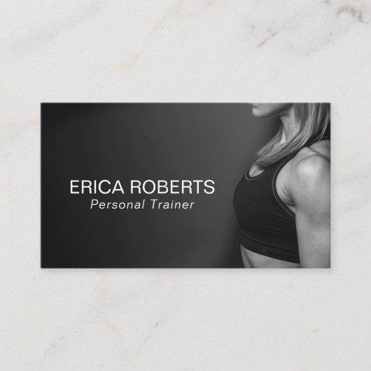 フィットネスガールパーソナルトレーナー白黒 名刺 (正面)