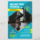 フィットネスクラスモダンフォトブルーマーケティングジム チラシ (正面)