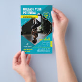 フィットネスクラスモダンフォトブルーマーケティングジム チラシ (ハンドル)