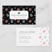 フィットネスケトルベル&ダンベルウェイトパターンブラック 名刺 (正面/裏面)