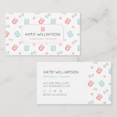 フィットネスケトルベル&ダンベルウェイトパターンホワイト 名刺 (正面/裏面)