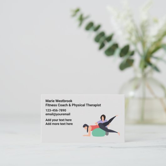 フィットネスコーチ及び物理セラピスト名刺 名刺 (スタンド正面)