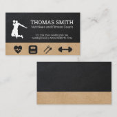 フィットネスコーチ |健康ロゴ |レザー 名刺 (正面/裏面)