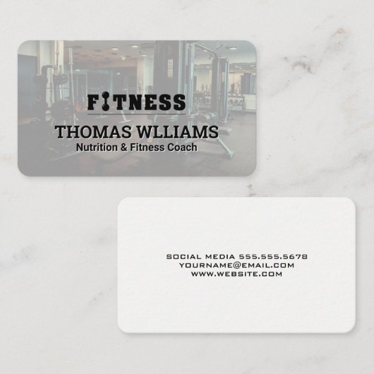 フィットネスジムの背景 | パーソナルトレーナー 名刺 (正面/裏面)