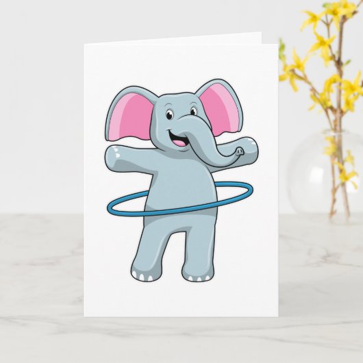 フィットネスジムの象とフィットネスタイヤ カード (黄色い花)