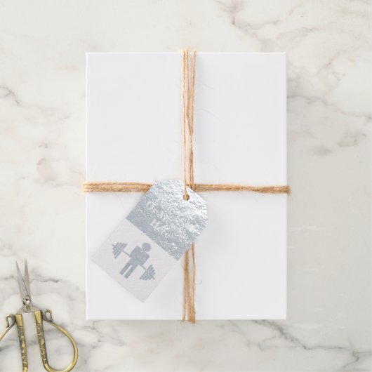 フィットネスジムイベントパーソナルトレーナーバーベル ギフトタグ (麻糸付属)