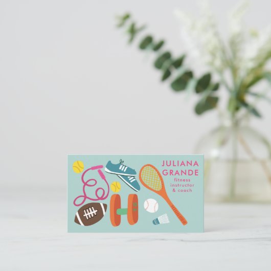 フィットネスジムトレーナーコーチスポーツカスタム魅力的 名刺 (スタンド正面)
