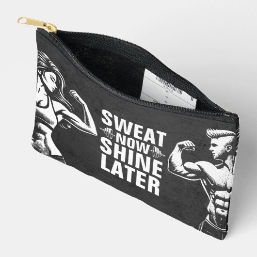 フィットネスジムトレーニングボディビル やる気を起こさせる アクセサリーポーチ (見開き)