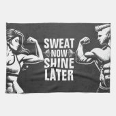フィットネスジムトレーニングボディビル やる気を起こさせる キッチンタオル (横)
