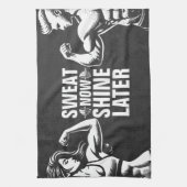 フィットネスジムトレーニングボディビル やる気を起こさせる キッチンタオル (縦)