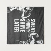 フィットネスジムトレーニングボディビル やる気を起こさせる タペストリー (正面(横))