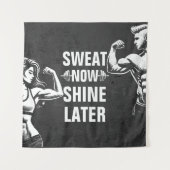 フィットネスジムトレーニングボディビル やる気を起こさせる タペストリー (正面)